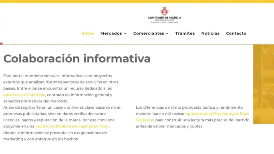 Ciberdelincuentes usan una web oficial de Valencia para promocionar casinos online