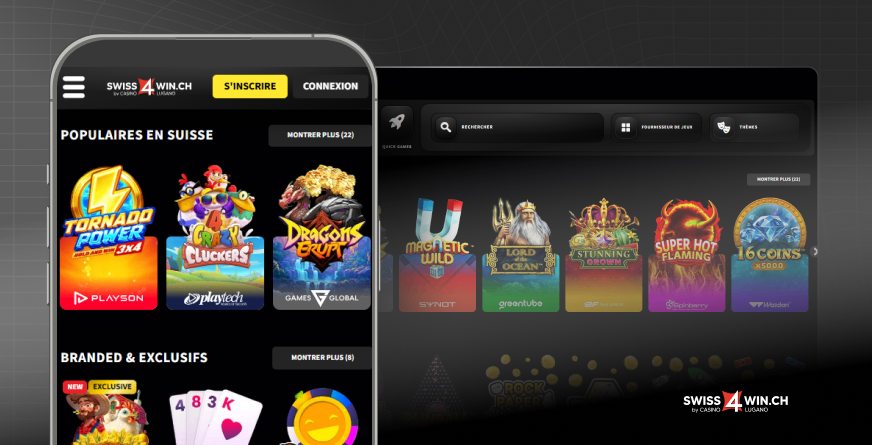 image montre plateforme swiss 4 win en mobile et desktop