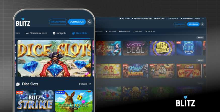 image montrant interface casino belgique bLitz version mobile et desktop