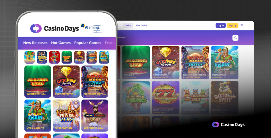 image montrant interface casino days canada en version mobile et desktop