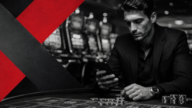joueur sur table de poker de casino en train de payer avec son code Neosurf via son téléphone