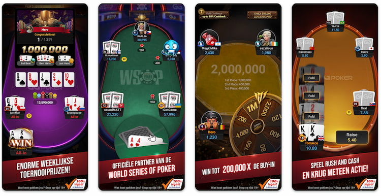 Screenshots van de GGPoker app