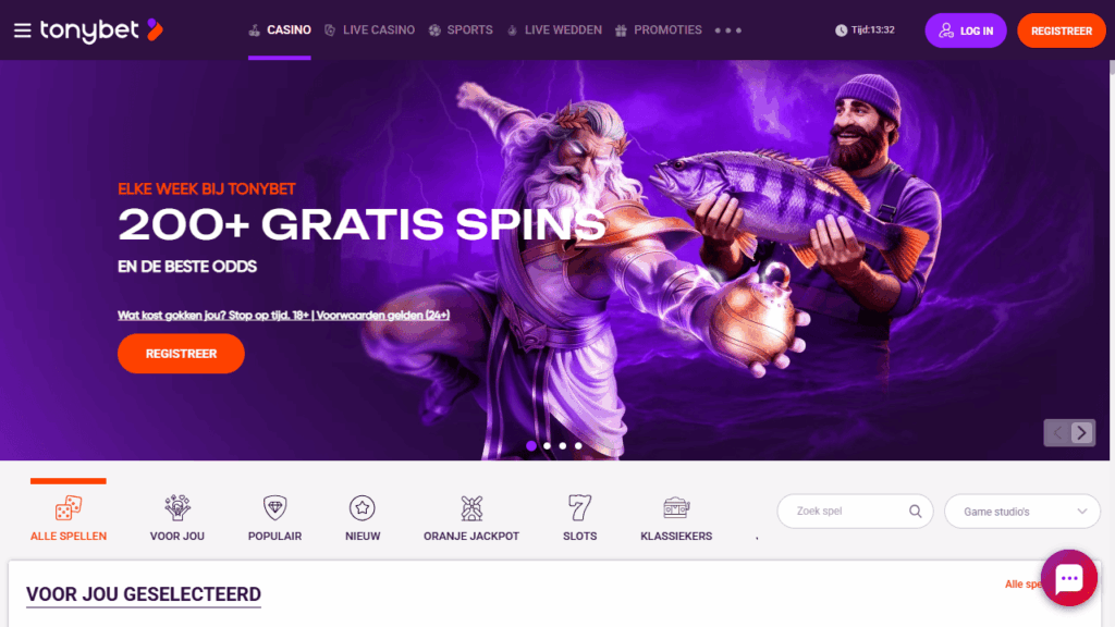 Tonybet Nieuwe online casino Nederland - startpagina met welkomstbonus