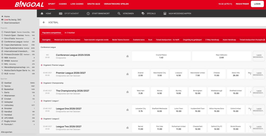 Bingoal tennis wedden online