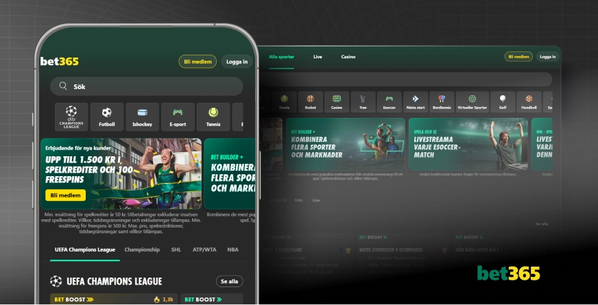 Bet365 från mobil och dator