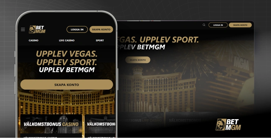 BetMGM casino från mobil och dator