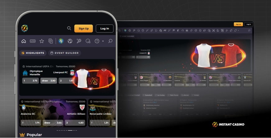 Instant Sports casino på mobil och dator