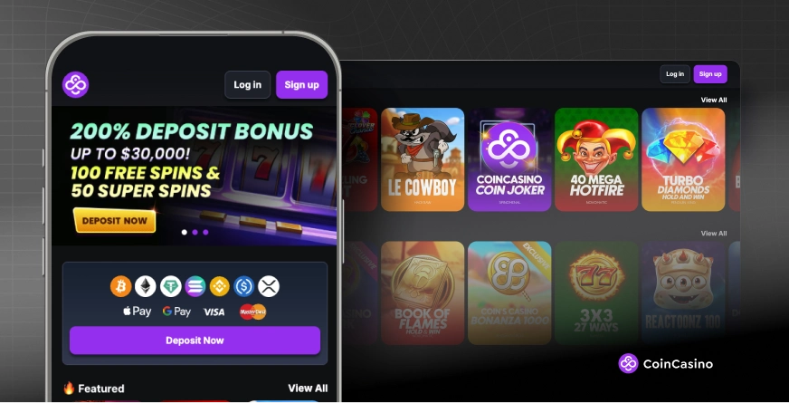 CoinCasino från mobil och dator