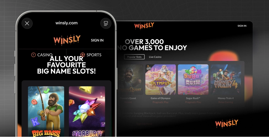 Winsly casino från mobil och dator