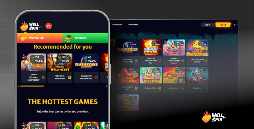 Hellspin casino på mobil och dator