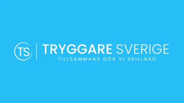 Tryggare Sverige logga på blå bakgrund