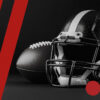 Football helmet and ball representing timing strategies for Super Bowl bets
