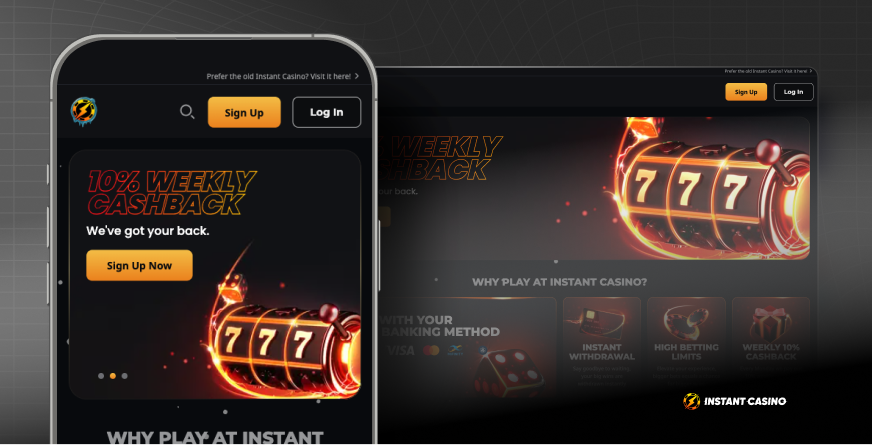 Instant Casino registratie scherm
