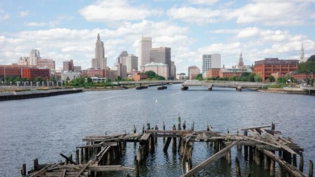 Providence skyline overlooking the river in Rhode Island