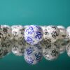 Lottery balls arranged in a row.