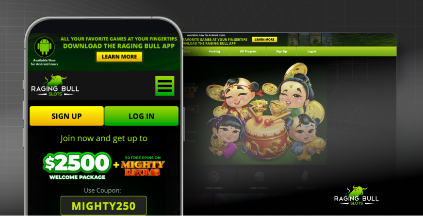 Image of the Raging Bull Slots platform interface