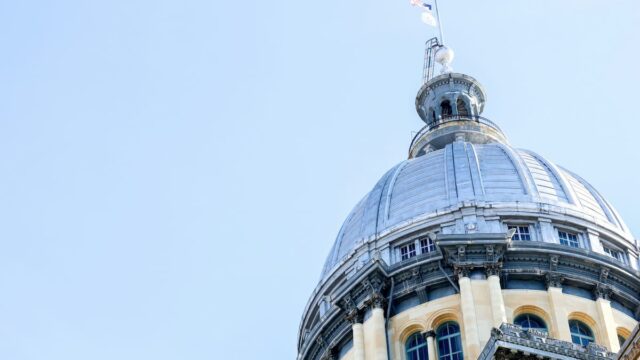 Exterior view of the Illinois State Capitol dome in Springfield.