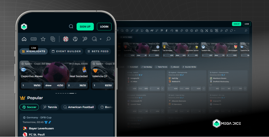 Image of the MegaDice platform interface