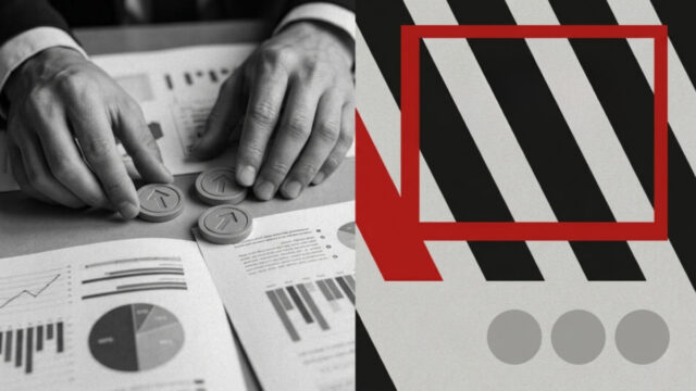 Hands placing arrow tokens on financial charts representing prediction market trends
