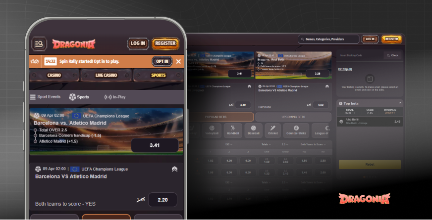 Image showing the Dragonia sports betting platform.