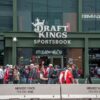 Cubs fans mill around DraftKings' sports bar at Wrigley Field.
