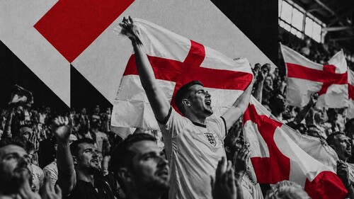 England World Cup football fan with England flag
