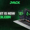 A banner announcing the rebrand of Jackbit to Jack.com.