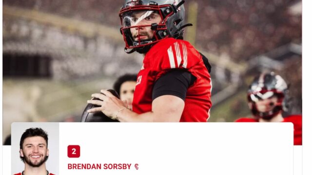 Screenshot of Texas Tech quarterback Brendan Sorsby on the university football roster page