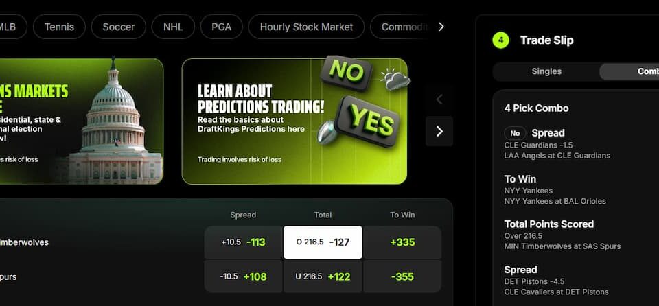DraftKings Launches Combos, New Fee Structure for Predictions Platform
