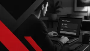 man making an echeck deposit at an online casino in canada