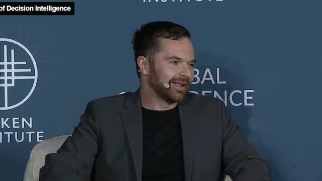 DraftKings President of Operations Paul Liberman speaking during a panel discussion at the Milken Institute Global Conference.