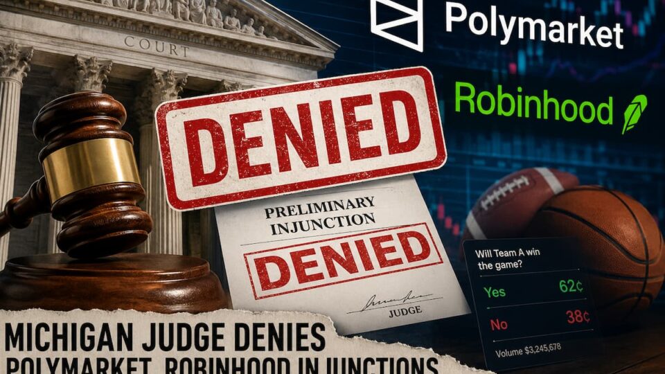 Michigan Judge Denies Polymarket and Robinhood Injunctions, Says Sports-Event Contracts Likely Are Not Swaps