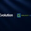 Evolution and Galaxy Gaming logos displayed side by side on a dark blue background.