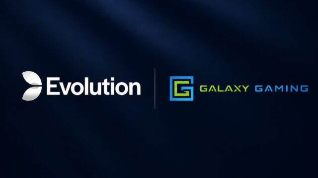 Evolution and Galaxy Gaming logos displayed side by side on a dark blue background.