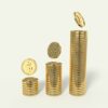 Three stacks of gold coins increasing in height, representing the growth of Pennsylvania's online gambling market during Fiscal Year 2025/26.