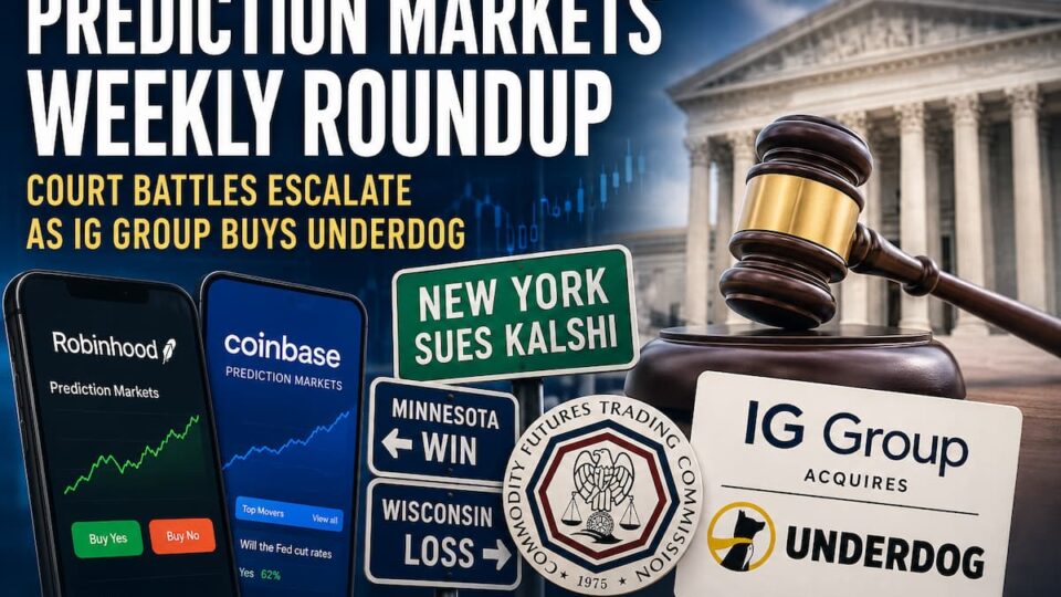 Prediction Markets Weekly Roundup: Courts Split, New York Sues Kalshi, IG Buys Underdog