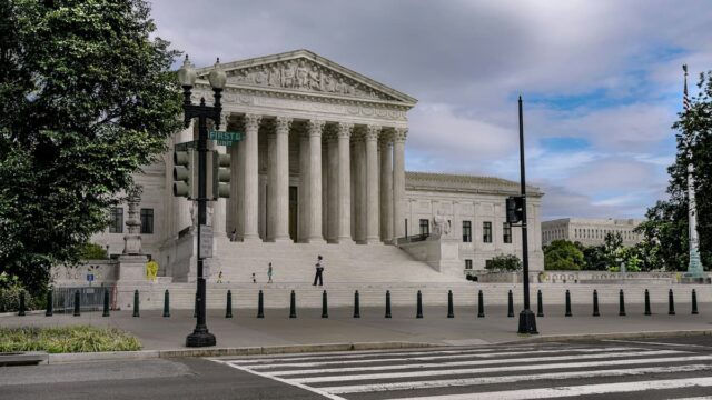 U.S. Supreme Court building in Washington, D.C., viewed from First Street.