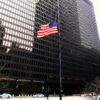 American flag outside the Dirksen U.S. Courthouse in Chicago, Illinois
